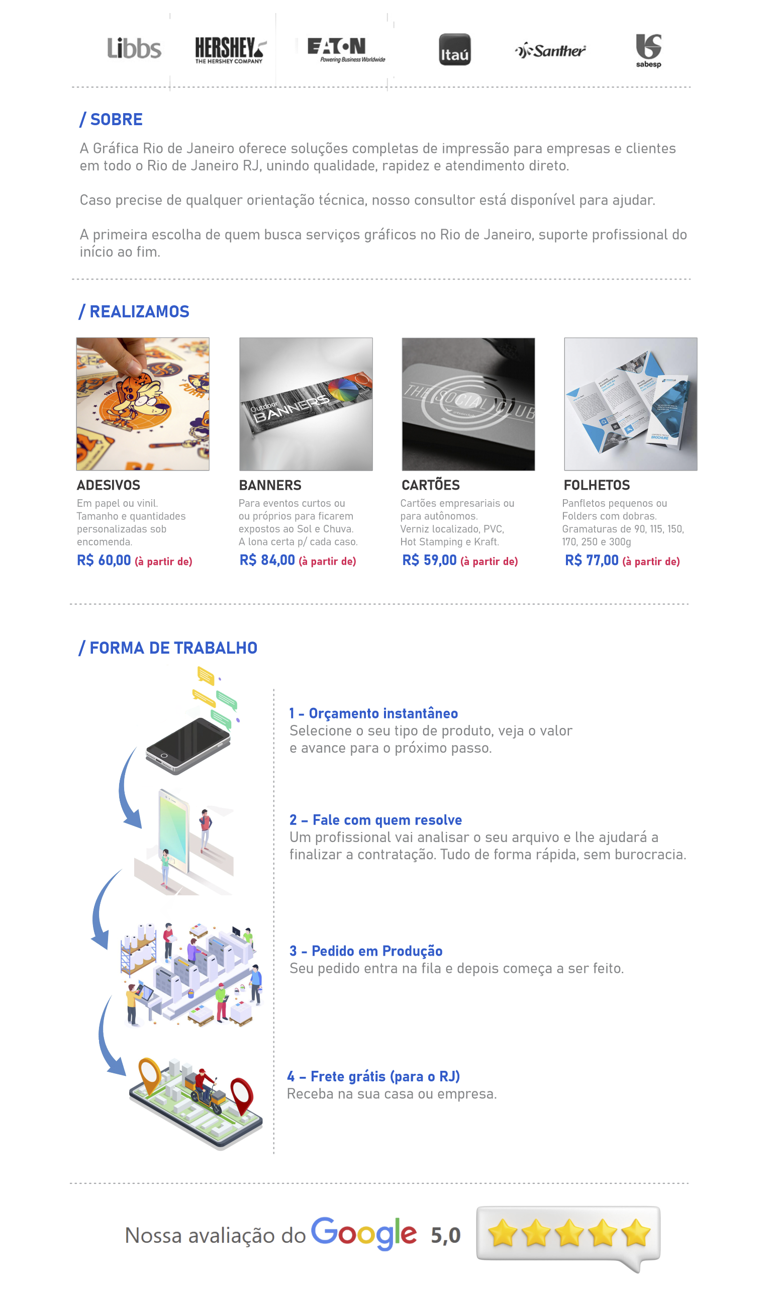 Serviços gráficos - impressão digital, cartões de visita, banners, folders